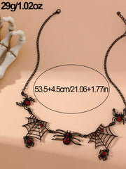 Black Gothic Spider Web Necklace