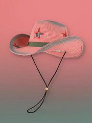 Retro Pink Star Häkelknoten Cowboy Sonnenhut