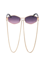 Sonnenbrille im Vintage-Stil mit geometrischem Rahmen und goldener Kette