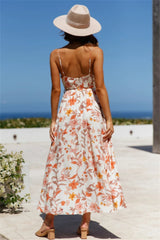 Robe camisole froncée à imprimé floral et col en V