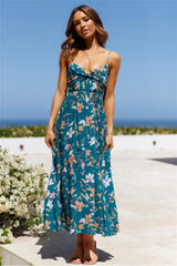 Robe camisole froncée à imprimé floral et col en V