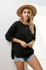Sweat-shirt à épaules tombantes et fente latérale