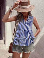 Ärmelloses Tanktop mit gestuftem V-Ausschnitt