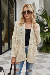 Cardigan mit geripptem Saum und offener Vorderseite