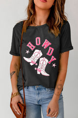 HOWDY T-Shirt mit Cowboystiefel-Grafik
