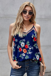 Camisole aus gespleißtem Mesh mit Blumenmuster
