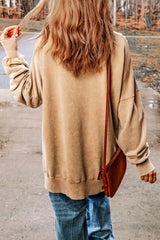 Khaki MERRY CHRISTMAS Tree Print Loose Fit Graphic Sweatshirt