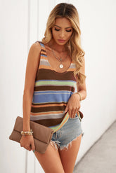 Gestreiftes Tanktop mit U-Ausschnitt