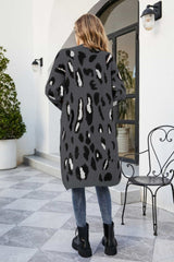 Cardigan mit geripptem Saum und offener Vorderseite im Animal-Print