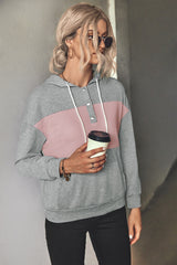 Sweat à capuche à cordon de serrage et blocs de couleurs