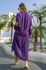 Robe bohème fendue sur le devant à motif graphique