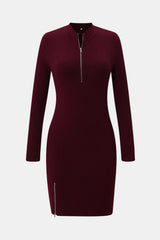 Robe en maille côtelée à quart de zip