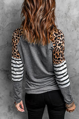 Graphic Striped Raglan Sleeves Top