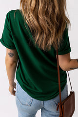 Grünes T-Shirt mit Rundhalsausschnitt und Grafik „Merry & Bright Starry“