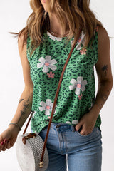 Bedrucktes Tanktop mit seitlichem Schlitz und Rundhalsausschnitt
