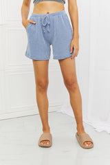 Blumin Apparel – Too Good – Gerippte Shorts in voller Größe in Nebelblau