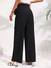 Tie Detail Wide Leg Pants