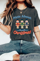 Black Nuts About Christmas Graphic Mineral Wash Tee