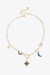 Star Moon Rhinestone Alloy Necklace