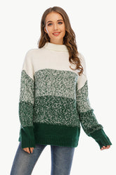 Rollkragenpullover aus Strick in Farbblock-Optik