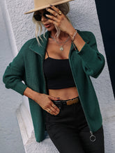 Rippenstrick-Cardigan mit Reißverschluss und Kragen