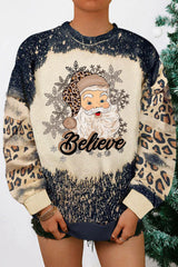 Schwarzes Believe Santa Claus Lässiges Sweatshirt mit Weihnachtsgrafik