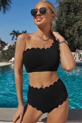 One-Shoulder-Bikiniset mit Wellenkante