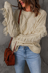 Pull à franges en maille torsadée
