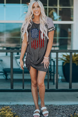 Robe à manches raglan torsadées avec motif drapeau américain