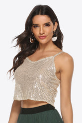 Kurzes Camisole mit Pailletten