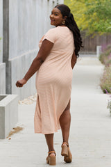 Robe longue rayée à détails torsadés Culture Code, grande taille, couleur tomate clair