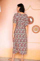 Ditsy Floral V-Neck Tie Waist Midi Night Dress