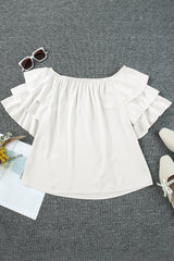 Off-Shoulder-Bluse mit mehrlagigen Ärmeln