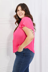 Haut court à manches volantées taille réelle Sew In Love Just You en rose vif