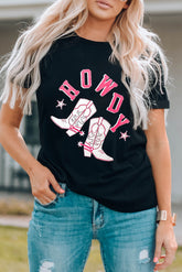 HOWDY T-Shirt mit Cowboystiefel-Grafik