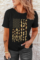 Stars Stripes Graphic Round Neck Tee