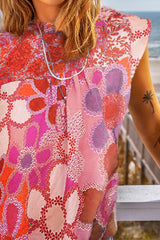Bluse mit gerafftem Blumendetail und Flügelärmeln