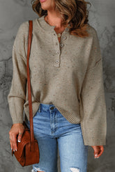 Bunter Henley-Pullover mit sichtbaren Nähten