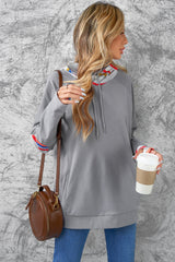 Rainbow Stripe Zipper Detail Elbow Patch Hoodie