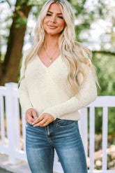 Rippenstrick-Surplice-Pullover mit offenem Rücken