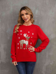 Pullover mit Pailletten und Rentier-Grafik