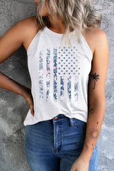 Tanktop mit griechischem Ausschnitt und Blumengrafik