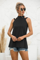 Tanktop mit Stehkragen und Cut-Out