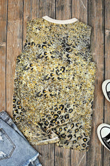 BE KIND Grafik-Tanktop mit Rundhalsausschnitt und Leopardenmuster