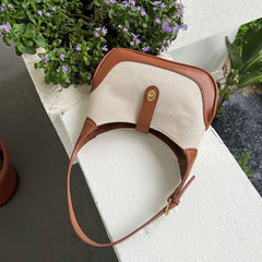 Schultertasche aus kontrastierendem Canvas