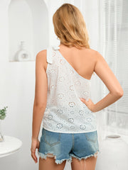 Tanktop mit One-Shoulder-Träger und Ösen zum Binden