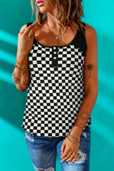 Kariertes Tanktop mit Knöpfen