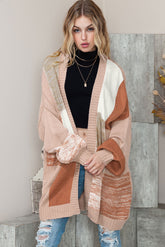 Cardigan ample kaki ouvert sur le devant à épaules tombantes