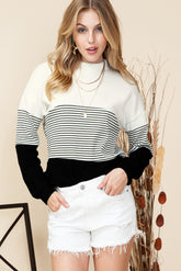Haut en tricot à rayures noires contrastées