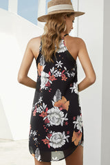 Ärmelloses Kleid mit Pfingstrosen-Print